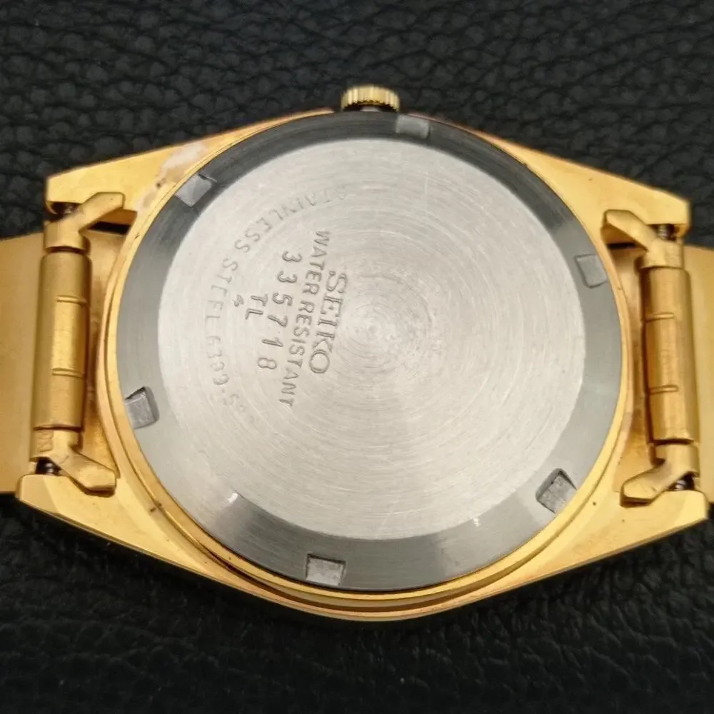 Vintage 1976 Seiko Automatic Mens Gold Watch W/daydate & Gold accents